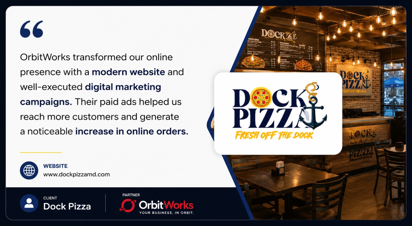 Pizza Hub, OrbitWorks client work
